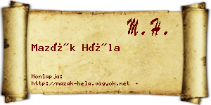 Mazák Héla névjegykártya